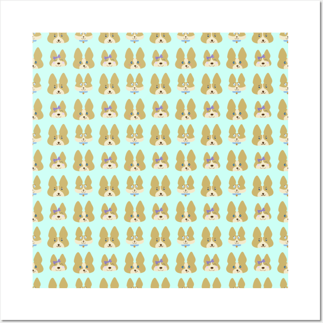 Cute Corgis Allover Pattern Wall Art by KelseyLovelle